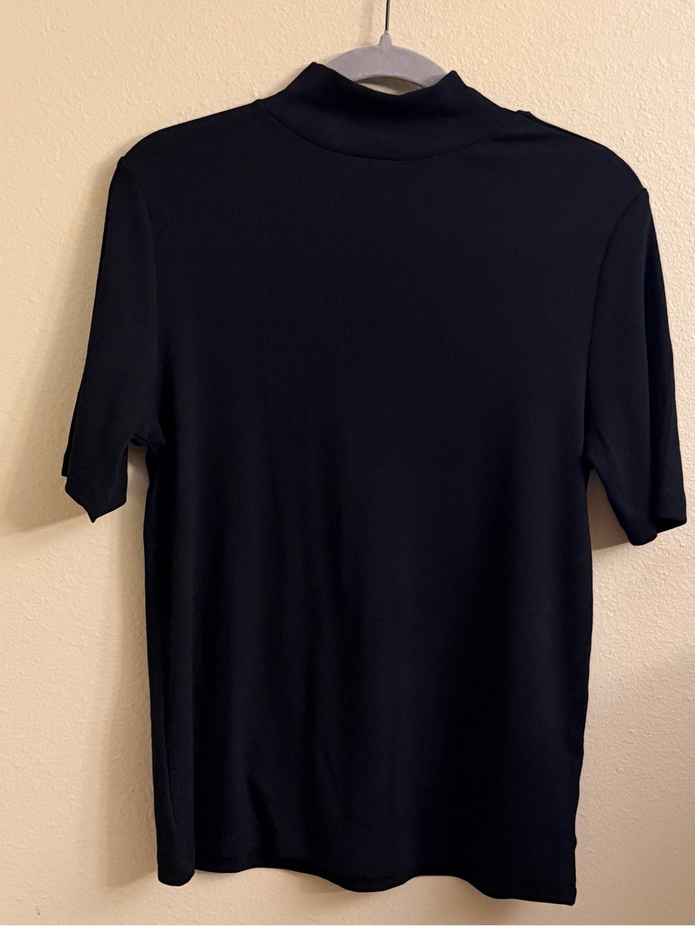 NWT LOFT Black Short Sleeve Turtleneck Ribbed Sweater Size XL